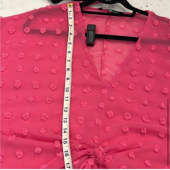 Zara Hot Pink Polka Dot Blouse size S - Picture 5 of 7